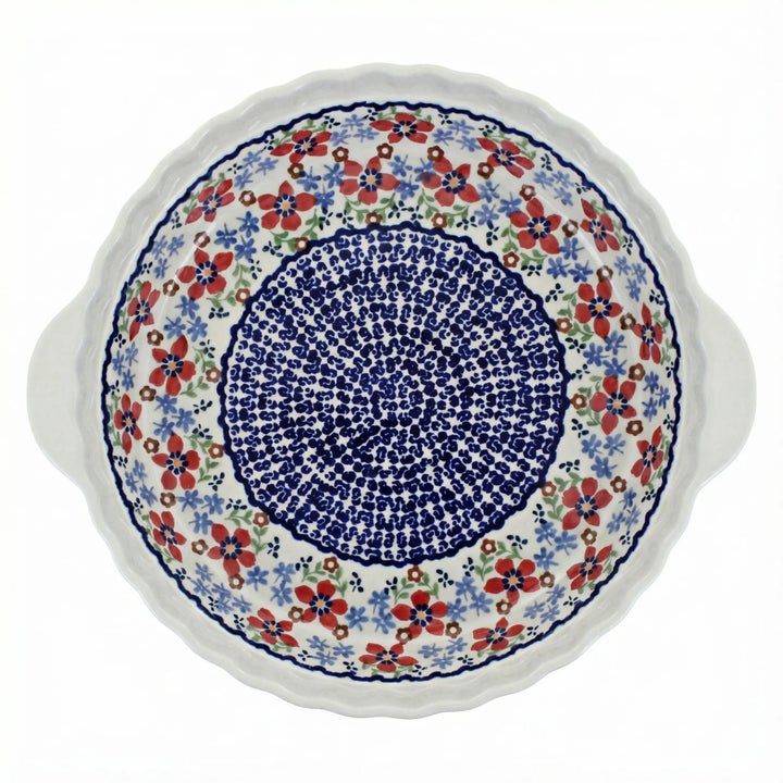 Manufaktura Red Poppy Pie Plate — Polish Pottery