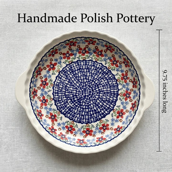 Manufaktura Red Poppy Pie Plate — Polish Pottery