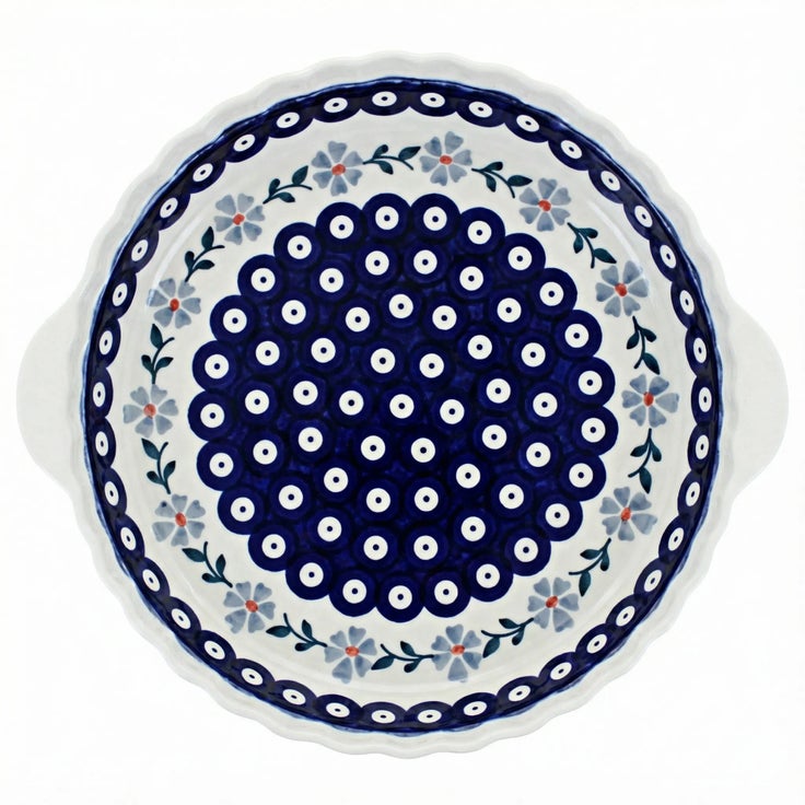 Detail image of Manufaktura Blue Violet Pie Plate — Polish Pottery