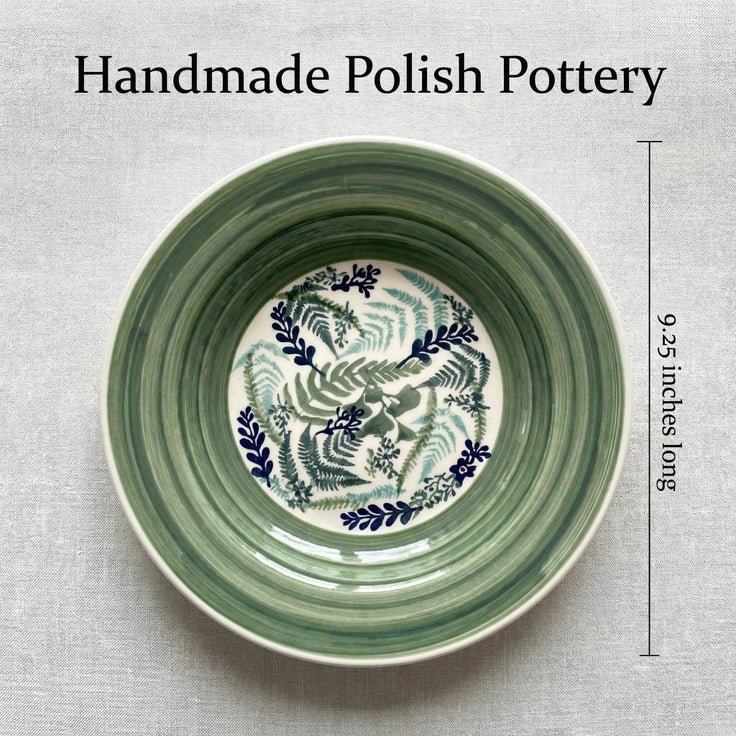 Detail image of Manufaktura Floating Fern Dining Plates & Bowls — Polish Pottery