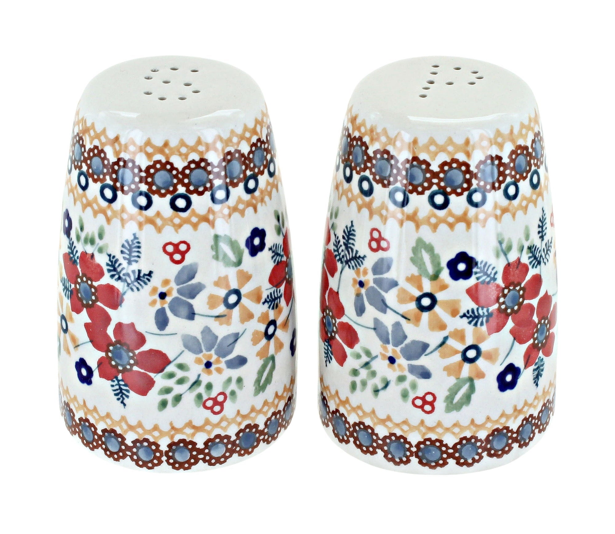 Manufaktura Red Daisy Salt & Pepper Shaker — Polish Pottery