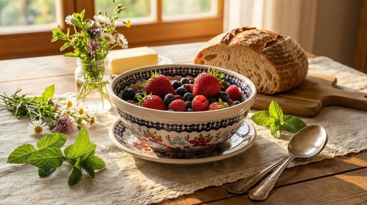Detail image of Manufaktura Red Poppy Countertop Accessories — Polish Pottery
