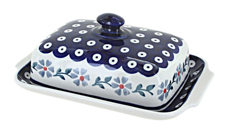 Manufaktura Blue Violet Butter Dish — Polish Pottery