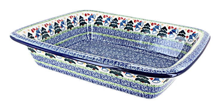 Detail image of Ceramika Artystyczna Winter Bells Medium Bakeware — Polish Pottery