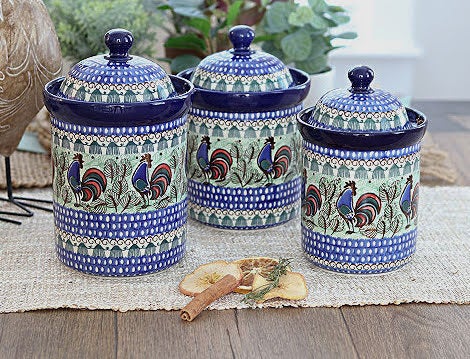 Detail image of Ceramika Artystyczna Rooster Row Counter Storage — Polish Pottery