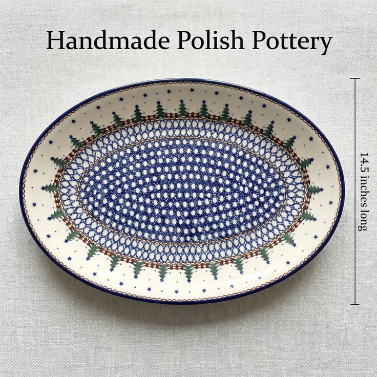 Detail image of Ceramika Artystyczna Rustic Pines Large Serving Piece — Polish Pottery