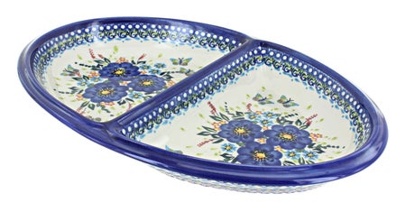 Vena Garden of Blue Large Serving Piece — Polish Pottery