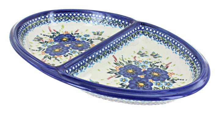 Vena Garden of Blue Large Serving Piece — Polish Pottery