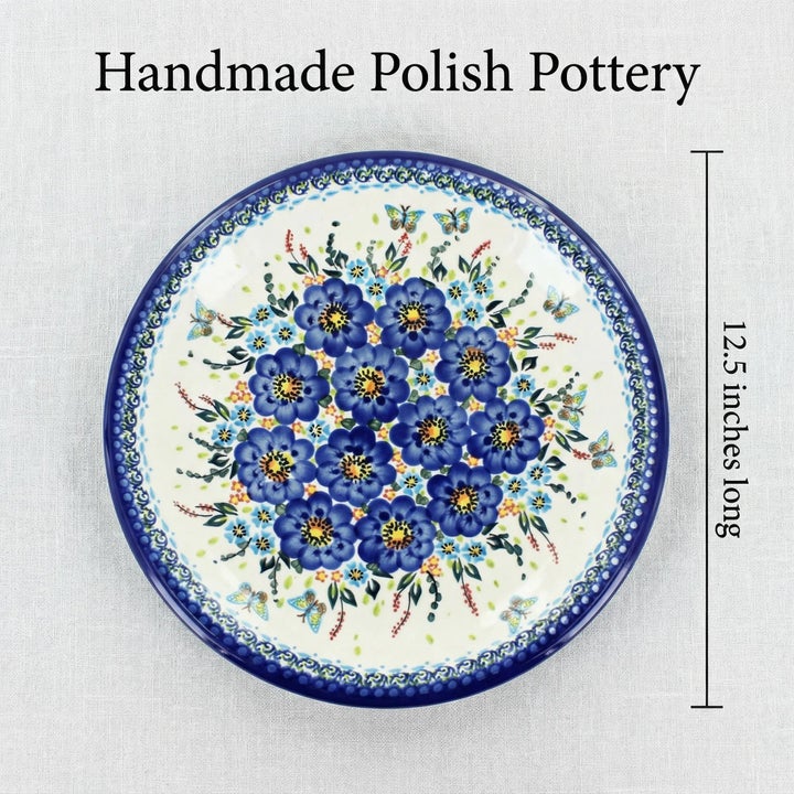 Vena Garden of Blue Large Serving Piece — Polish Pottery