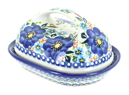 Vena Garden of Blue Butter Dish — Polish Pottery