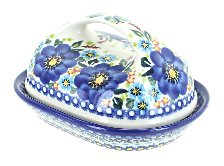 Vena Garden of Blue Butter Dish — Polish Pottery