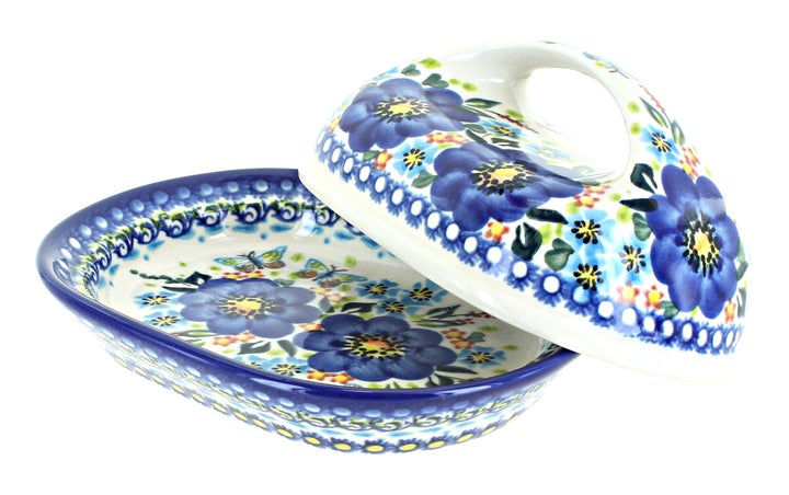 Vena Garden of Blue Butter Dish — Polish Pottery