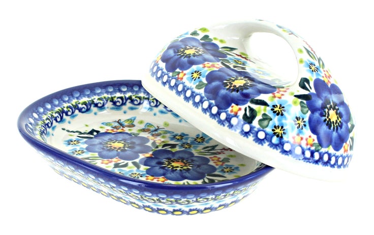 Detail image of Vena Garden of Blue Butter Dish — Polish Pottery