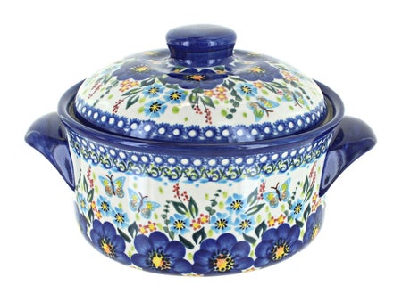 Vena Garden of Blue Medium Bakeware — Polish Pottery