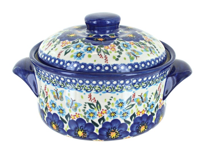 Vena Garden of Blue Medium Bakeware — Polish Pottery