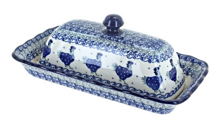 Ceramika Artystyczna Barnyard Rooster Butter Dish — Polish Pottery