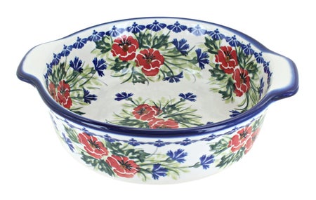 WR Unikat Cherry Red Bouquet Medium Bakeware — Polish Pottery