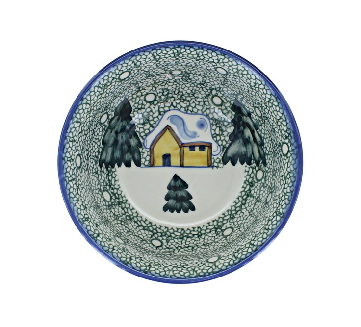 Detail image of WR Unikat Winter Forest Dining Plates & Bowls — Polish Pottery