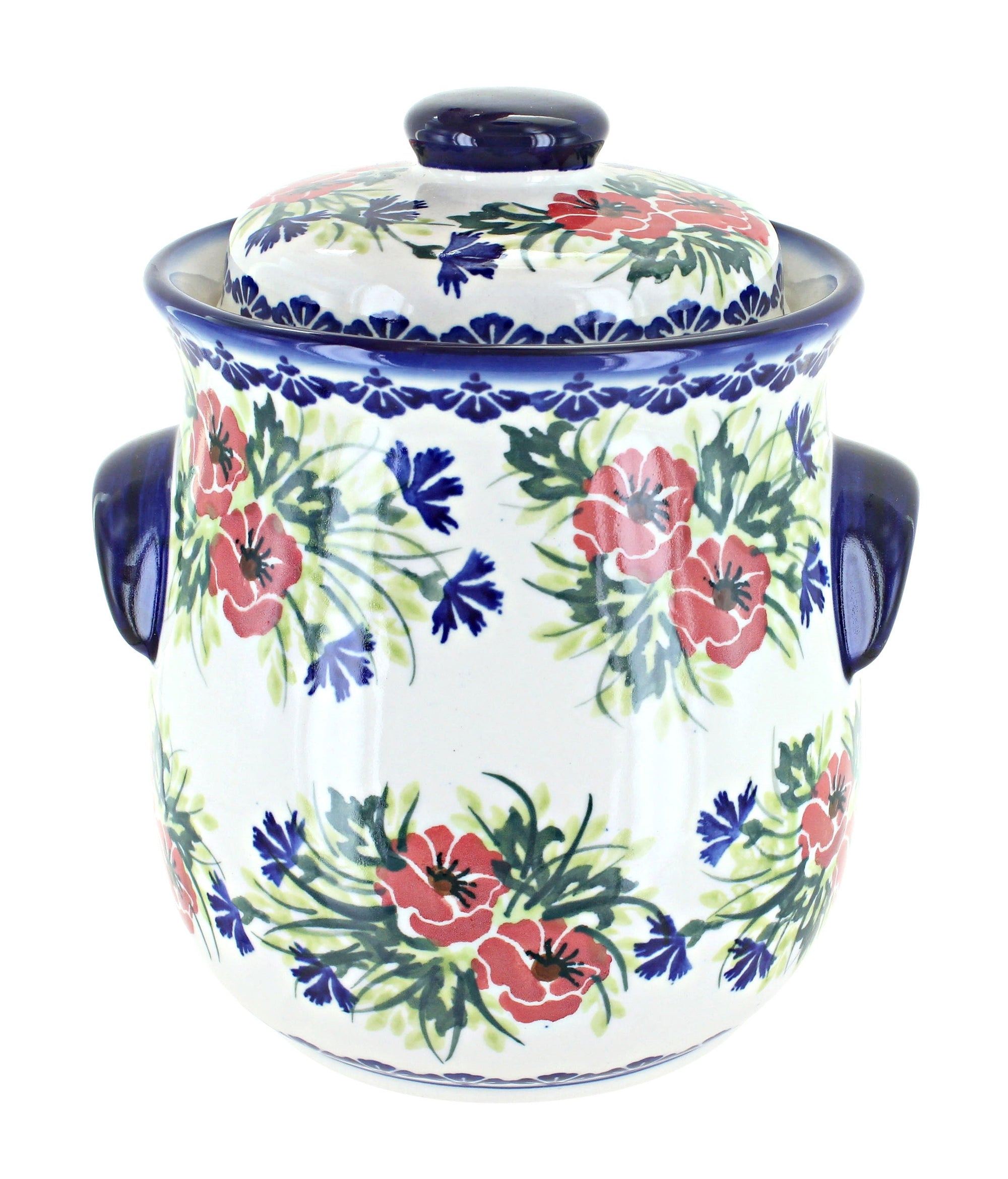 WR Unikat Cherry Red Bouquet Counter Storage — Polish Pottery