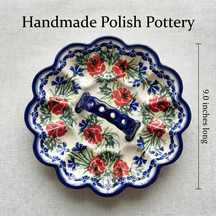 Detail image of WR Unikat Cherry Red Bouquet Dining Accessories — Polish Pottery