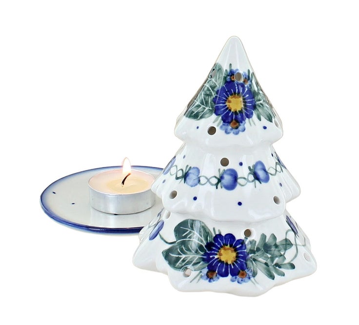 Detail image of WR Unikat Forget Me Not Luminary — Polish Pottery