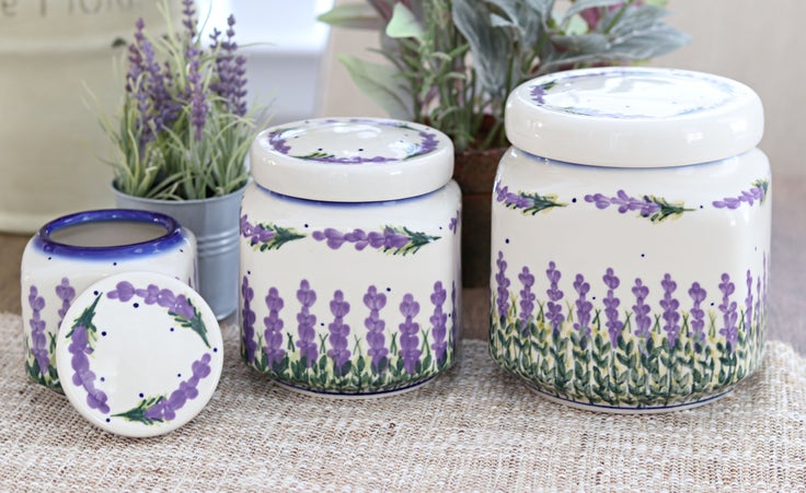 Detail image of WR Unikat Lavender Fields Counter Storage — Polish Pottery