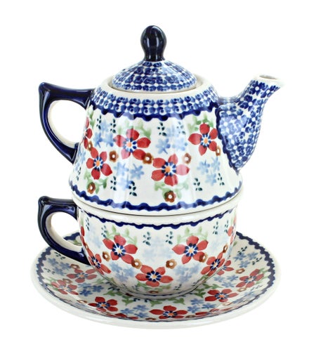 Manufaktura Red Poppy Teapot — Polish Pottery