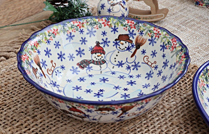 Vena Snowflake Friends Large Serving Piece — Polish Pottery