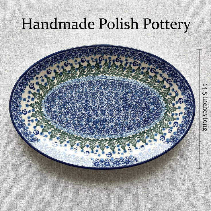 Detail image of Ceramika Artystyczna Evergreen Magic Large Serving Piece — Polish Pottery