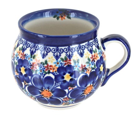 Vena Blue Dahlia Mug — Polish Pottery