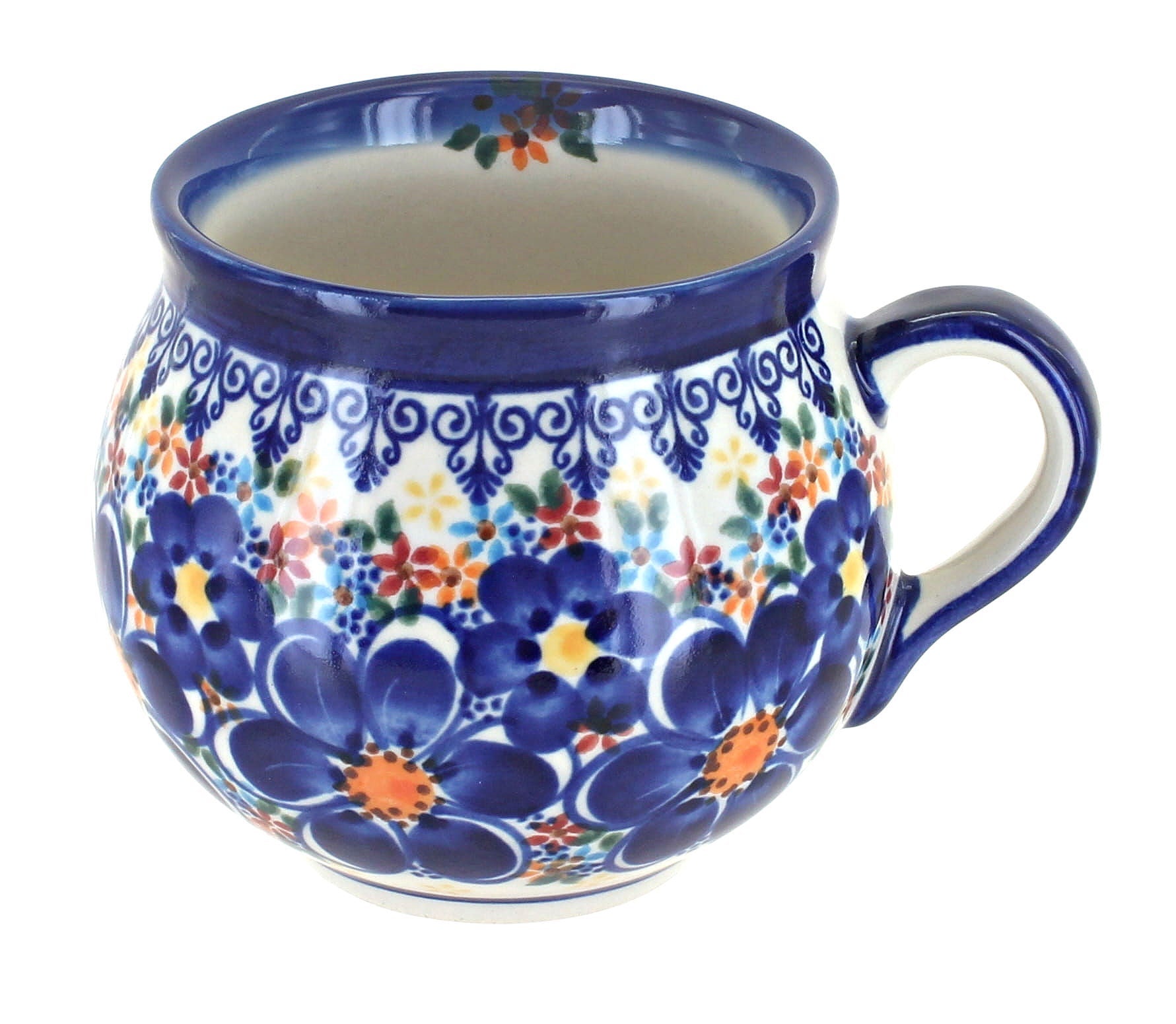 Vena Blue Dahlia Mug — Polish Pottery