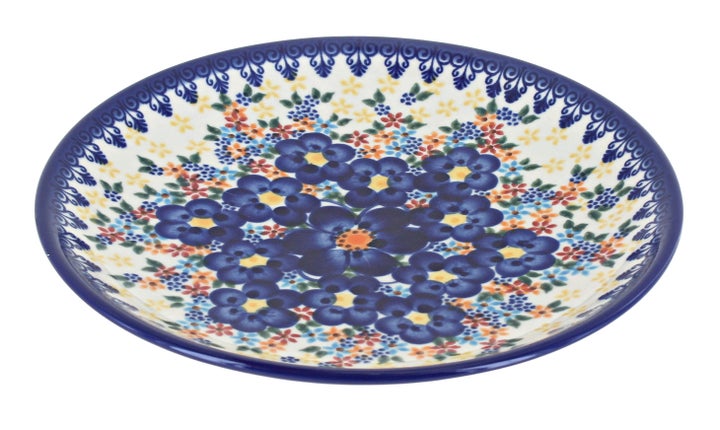 Vena Blue Dahlia Dining Plates & Bowls — Polish Pottery