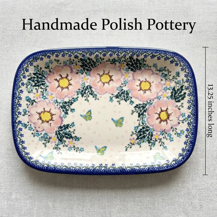 Detail image of Vena Apple Blossom Large Serving Piece — Polish Pottery