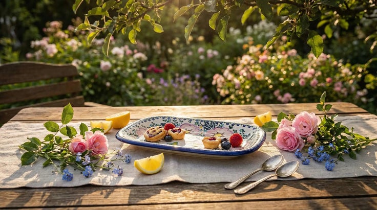 Detail image of Vena Apple Blossom Medium Serving Piece — Polish Pottery