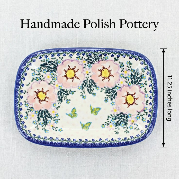 Detail image of Vena Apple Blossom Medium Serving Piece — Polish Pottery