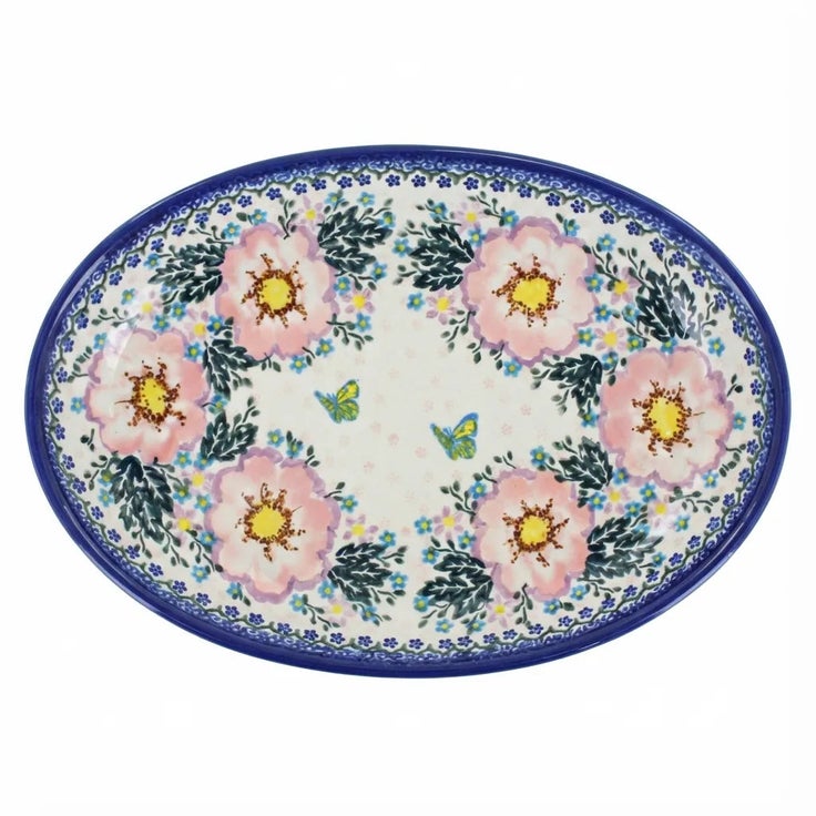 Detail image of Vena Apple Blossom Large Serving Piece — Polish Pottery