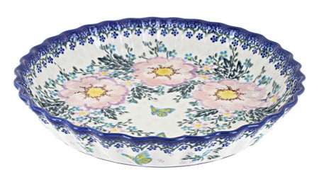 Vena Apple Blossom Pie Plate — Polish Pottery