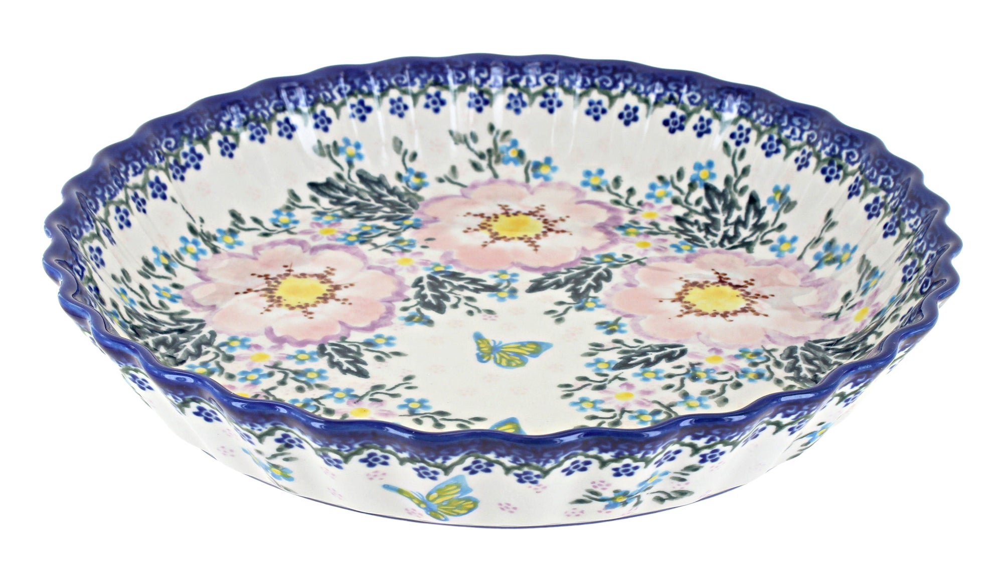 Vena Apple Blossom Pie Plate — Polish Pottery