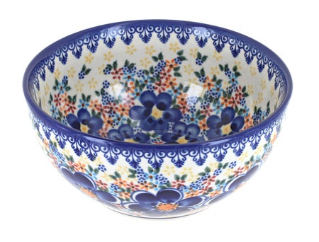Vena Blue Dahlia Dining Plates & Bowls — Polish Pottery