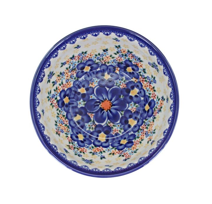 Vena Blue Dahlia Dining Plates & Bowls — Polish Pottery