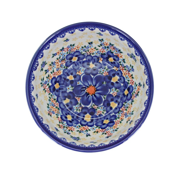 Detail image of Vena Blue Dahlia Dining Plates & Bowls — Polish Pottery
