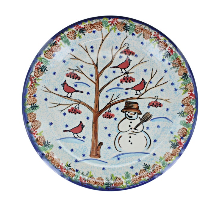 Detail image of Vena Little Snowman Dining Plates & Bowls — Polish Pottery
