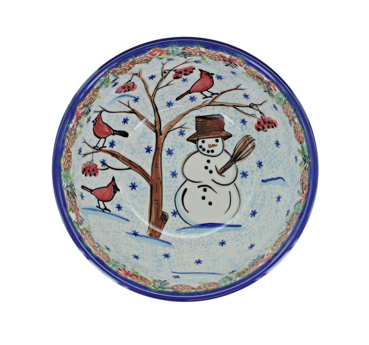 Vena Little Snowman Dining Plates & Bowls — Polish Pottery