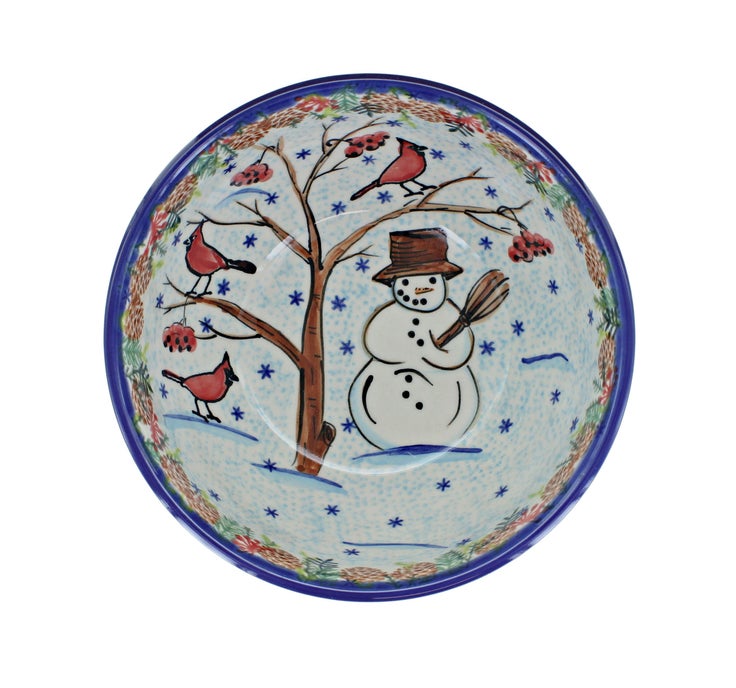 Detail image of Vena Little Snowman Dining Plates & Bowls — Polish Pottery