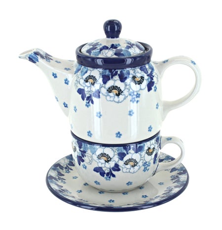 Ceramika Artystyczna Georgia Blue Teapot — Polish Pottery