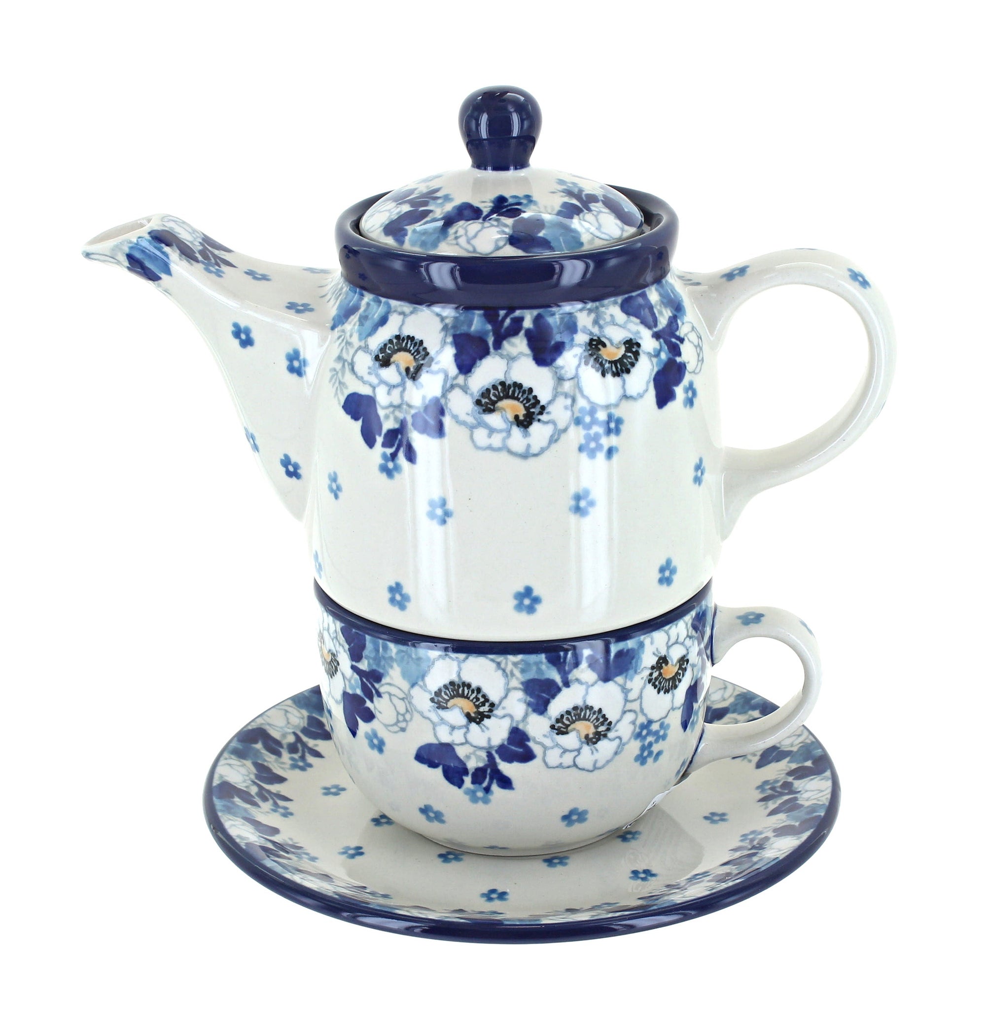 Ceramika Artystyczna Georgia Blue Teapot — Polish Pottery
