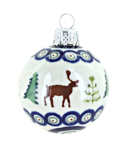 Zaklady Reindeer Pine Small Christmas Ball — Polish Pottery