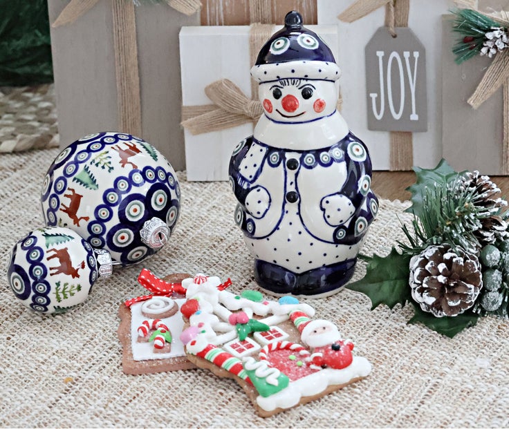 Detail image of Zaklady Reindeer Pine Small Christmas Ball — Polish Pottery