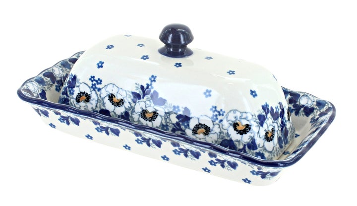 Ceramika Artystyczna Georgia Blue Butter Dish — Polish Pottery