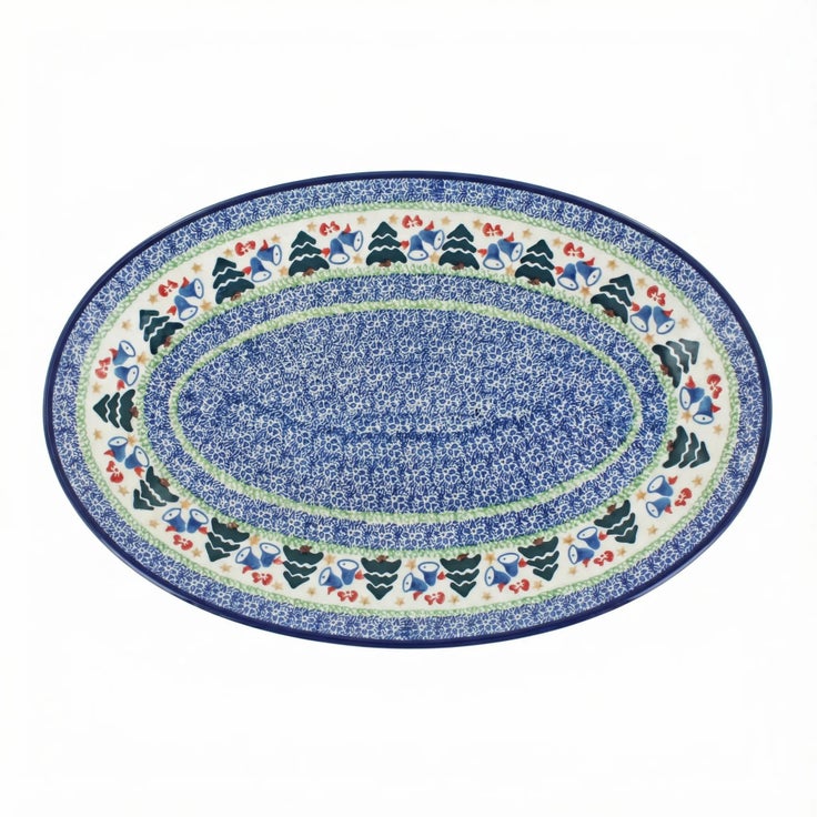 Detail image of Ceramika Artystyczna Winter Bells Large Serving Piece — Polish Pottery